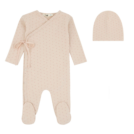 Wrap With Dot Print Footie And Beanie, Girls