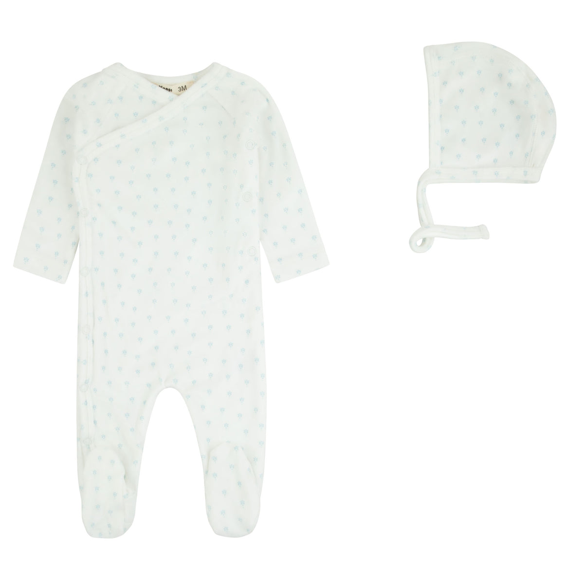 Velour Printed Footie And Bonnet