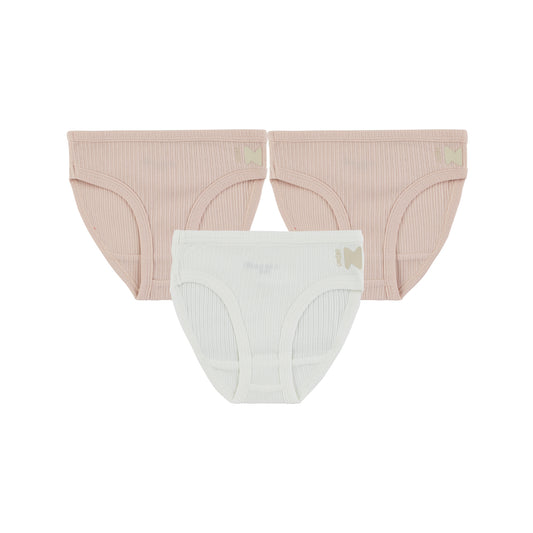 Ribbed Mauve + White  (3 Panties)