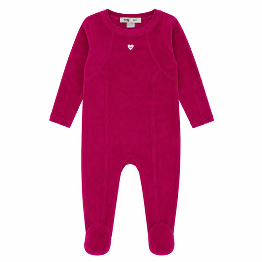 Velour Seams Footie, Pink