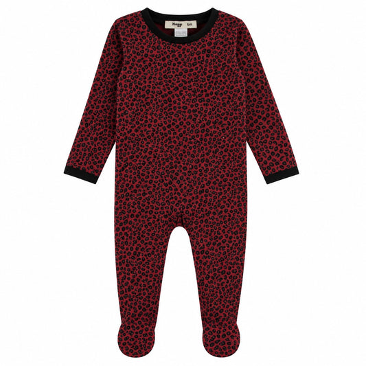 Bamboo Leopard Footie, Red