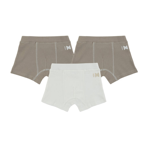 Ribbed Taupe + White  (3 Boxers)