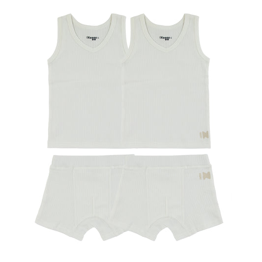 Ribbed White, Boy  (2 Sets)