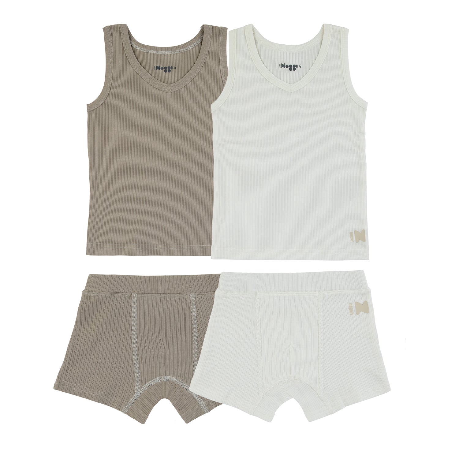 Ribbed Taupe + White (2 Sets) – NoggiWear