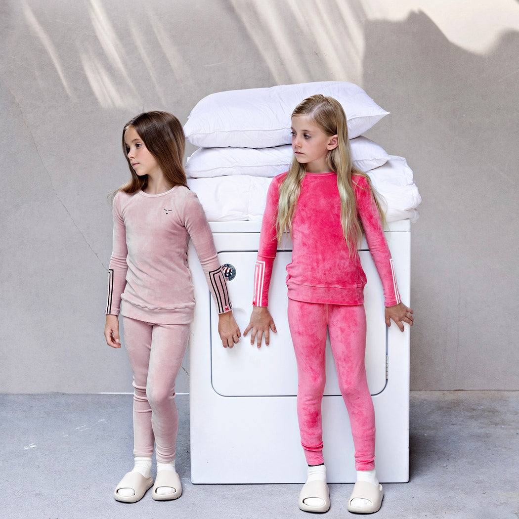 Rectangle Print on Sleeve Loungewear Set, Strawberry Pink
