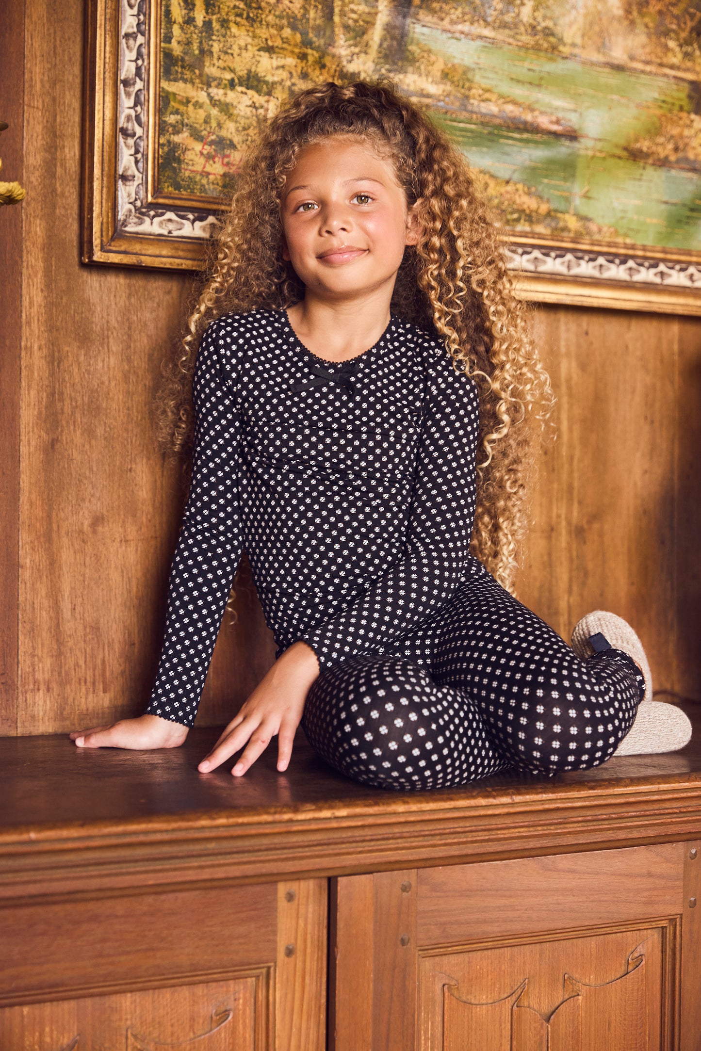 Girls Bamboo Pattern Loungewear Set