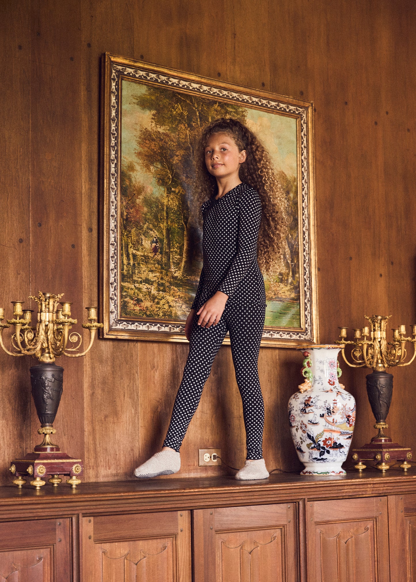 Girls Bamboo Pattern Loungewear Set