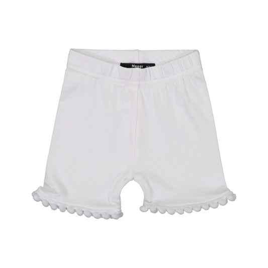 White Pompom Trim Shorties