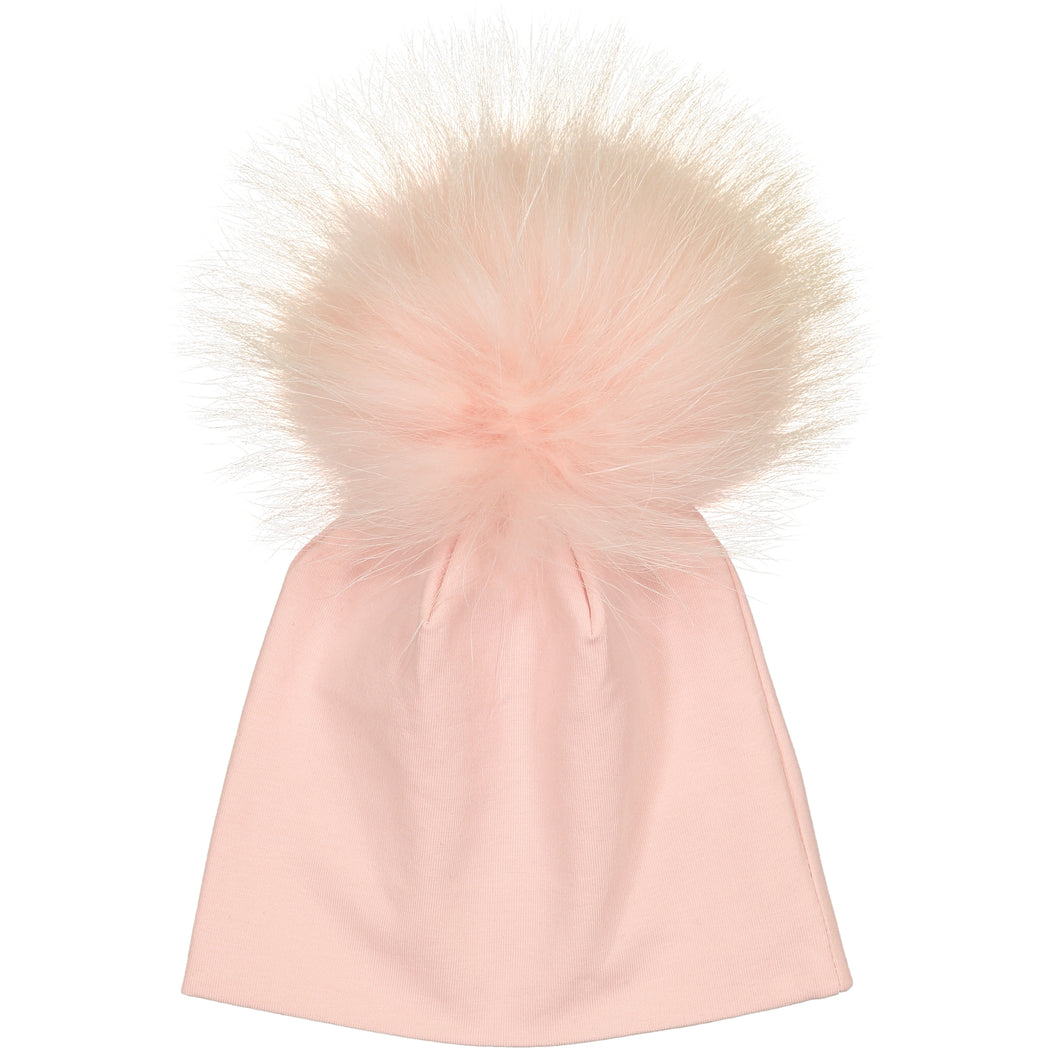 Pink Fur Pompom Beanie