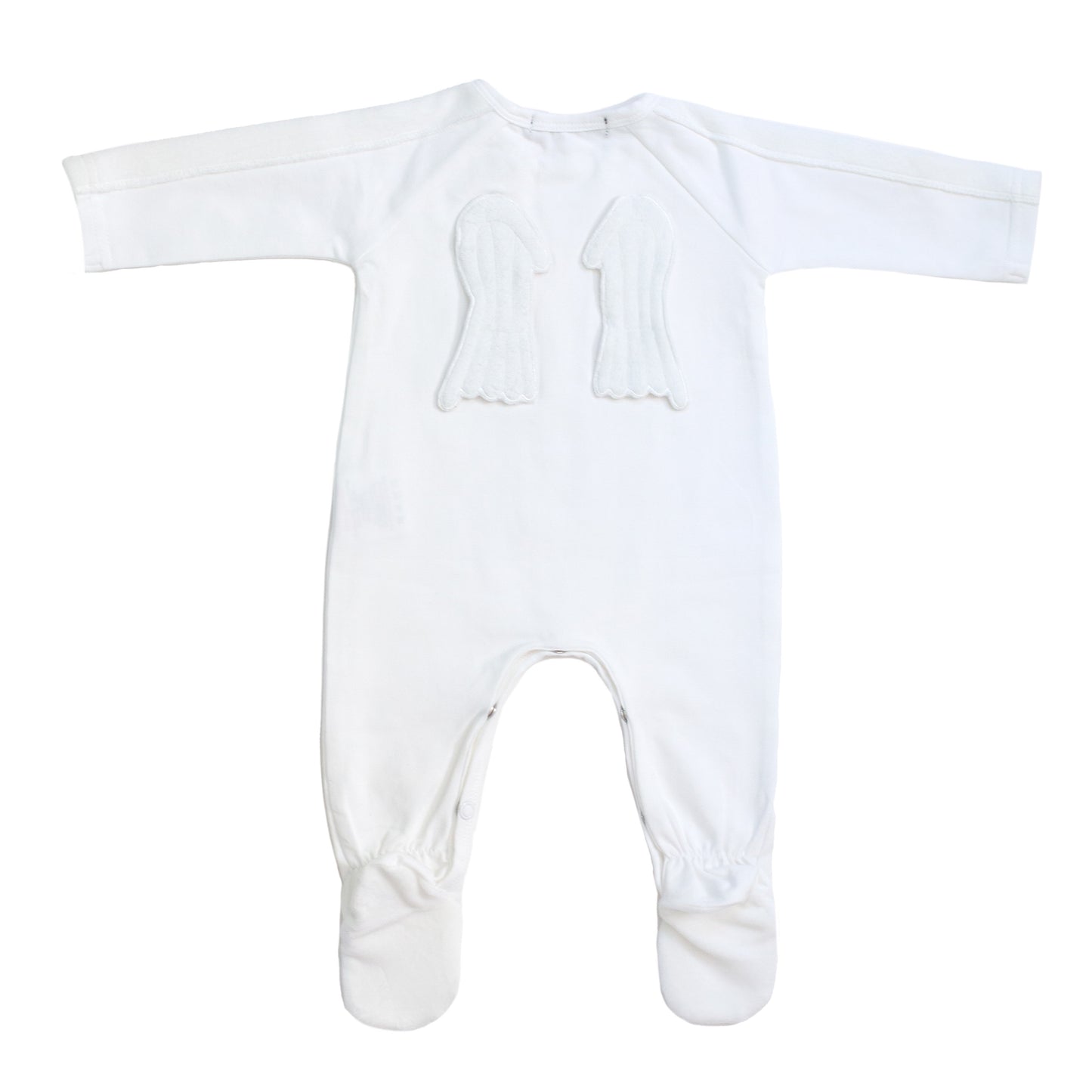 Ivory Velour Trim and Wings Footie