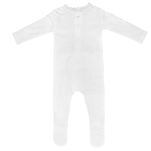 Laced Trim Footie, Ivory Girl