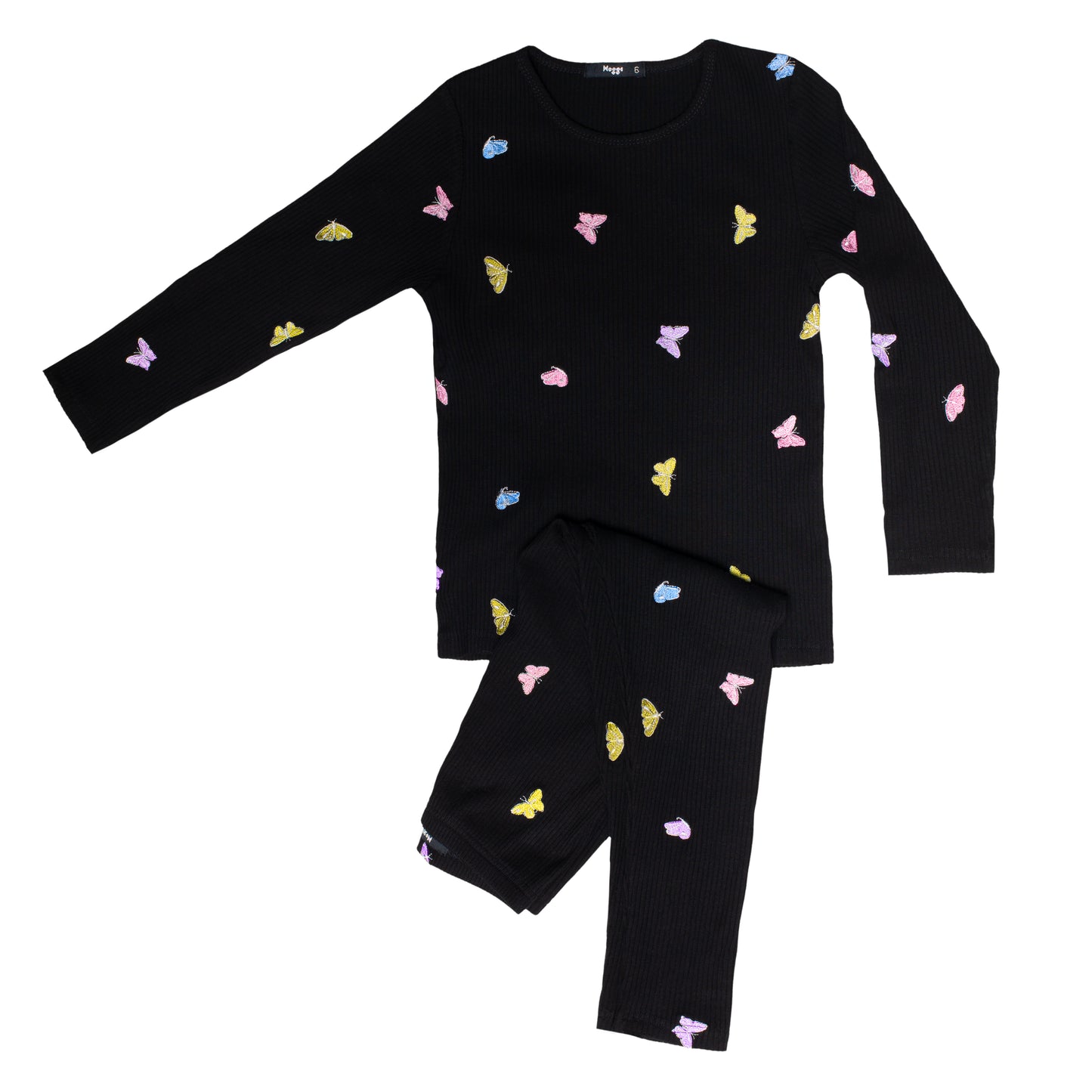 Pastel Butterflies Loungewear Set, Black