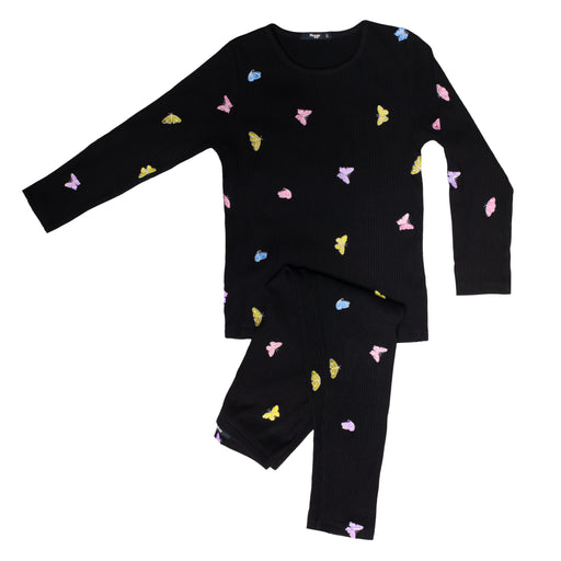 Pastel Butterflies Loungewear Set, Black