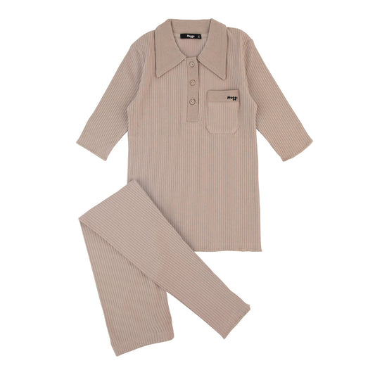 Pointed Collar Loungewear Set, Sand