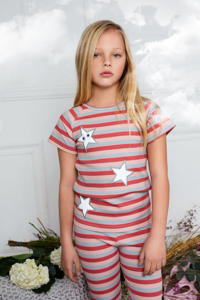 Girls Striped Happy Star